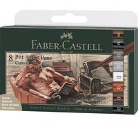 Faber-Castell Art & Graphic Pitt Artist Pen Brush India Ink Pen, Classic, Wallet Of 8, For Art, Craft, Drawing, Sketching, Home, School, University, Colouring