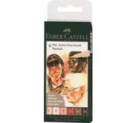 Faber-Castell Art & Graphic India Ink Pitt Artist Pen Brush, Portrait, Wallet of 6, for Art, Craft, Drawing, Sketching, Home, School, University, Colouring