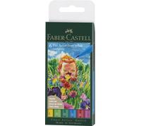 Faber-Castell Art & Graphic Pitt Artist Pen Brush India Ink Pen, Springtime, Wallet Of 6, For Art, Craft, Drawing, Sketching, Home, School, University, Colouring