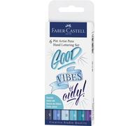 Faber-Castell Art & Graphic PITT Artist Pens Hand Lettering Set Blues (6pk)