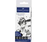 Faber-Castell Art & Graphic PITT Artist Pens Manga Black Set XS/S/M/B/SC/SB (6pk