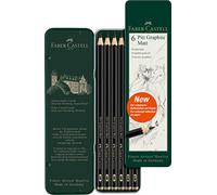 Faber-Castell Art & Graphic Pitt Graphite Matt Pencil, Matt Graphite, Tin Of 6, For Art, Craft, Drawing, Sketching, Home, School, University, Colouring