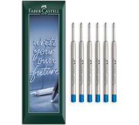 Faber-Castell Ballpoint Pen Refill | Medium Nib Line Width | Spare Ink Refills for Ballpoint Pens | Envelope Gift Pack of 6 (Blue)