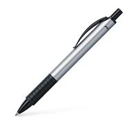 Faber-Castell Basic M 143411 Ballpoint Pen with able Refill, Black Ink Colour, Silver Barrel