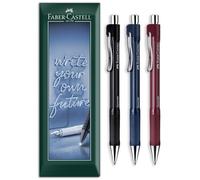 Faber-Castell Beyond Ball Ballpoint Pen | Retractable Refillable Soft Grip Pens with Medium M 1.0mm Nib Tip | for Home, Office, Everyday Writing | Pack of 3 in Envelope Gift Packaging (Mixed)
