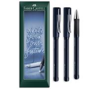 Faber-Castell Beyond Gel Broad Pen | Refillable Groad Gel Ink Pens with Soft Grip | 0.6mm Line Width & Transparent Barrel | Home, Office, Journaling | Pack of 3 in Envelope Gift Packaging (Blue)