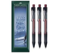 Faber-Castell Beyond Gel Pen | Refillable Retractable Fine Gel Ink Pens with Soft Grip | 0.4mm Line Width | Home, Office & Everday Writing | Pack of 3 in Envelope Gift Packaging (Red)