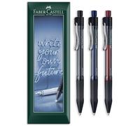 Faber-Castell Beyond Gel Pen | Refillable Retractable Fine Gel Ink Pens with Soft Grip | 0.4mm Line Width | Home, Office & Everday Writing | Pack of 3 in Envelope Gift Packaging (Mixed)