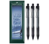 Faber-Castell Beyond Gel Pen | Refillable Retractable Fine Gel Ink Pens with Soft Grip | 0.4mm Line Width | Home, Office & Everday Writing | Pack of 3 in Envelope Gift Packaging (Black)