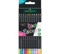 Faber-Castell Colouring Pencils Black Edition Neon and Pastel Colours, Set of 12 tin of 12, Multicolor (116410)