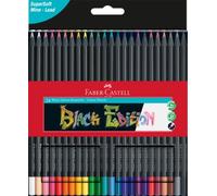 Faber-Castell Black Edition Colour Pencils, Assorted Colours, Box of 24 Ergonomic Triangular Shape