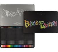 Faber-Castell Black Edition Colour Pencils,Assorted Colours, Tin of 36 Ergonomic Triangular Shape
