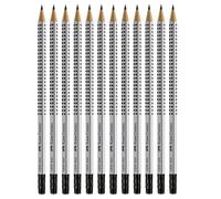 Faber-Castell Blacklead Pencil GRIP 2001 HB With Eraser Tip Pack Of 12, Black, Grey