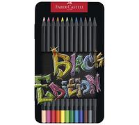 Faber-Castell Blackwood 116413 Colouring Pencils, Black Edition, 12 Metal Case