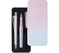 Faber-Castell - Blushing Sky Poly Pen Writing Set, 2-Piece | Gift set with fountain pen M and XB ballpoint pen for school, office and everyday use