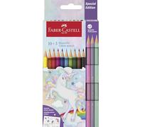 Faber-Castell 10 Colour Pencils + 3 Pastel - Includes Unicorn Sticker