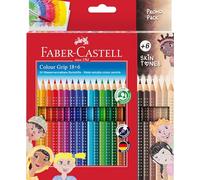Faber-Castell Colour Grip 112819 Colouring Pencils Set of 24 Including 6 Skin-Coloured Pencils