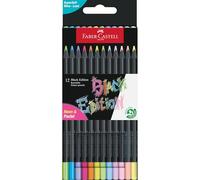 Faber-Castell 116410 - Buntstifte Black Edition, Neon + Pastell Farben, 12er Etu