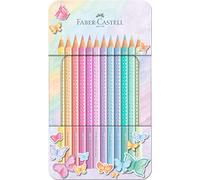Faber Castell Colouring Pencils Sparkle Pastel Pack of 12 Metal Case tin of 12