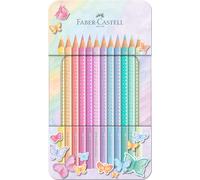 Faber-Castell Colouring Pencils Sparkle Pastel Pack of 12 Metal Case tin of 12 C