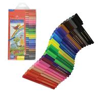 Faber-Castell Connector Felt Tip Colouring Pens, MULTICOLOUR, Fibre Point Colour Markers, Wallet of 25, Ideal for Colour Draw Sketch Lines, Perfect for School Office Home Use