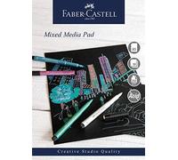 Faber-Castell Creative Studio Mixed Media Pad, A5, Spiral Bound Paper (Black), 250 GSM, 30 Sheets, All Media, Acrylic, Watercolour Paint, Pencils, Pastel, Charcoal, Graphite, Art, Craft, Home, School