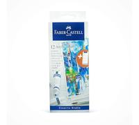 Faber-Castell Creative Studio Acrylic Colour, Cardboard Wallet of 12, with Swatch Card, Multicoloured, for Art, Craft, Drawing, Sketching, Home, School, University, Colouring