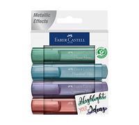 Faber-Castell Creative Studio Highlighter Tl 46 Metallic, Multicoloured, Wallet 4, For Art, Craft, Drawing, Sketching, Home, School, University, Colouring
