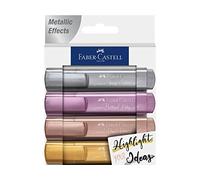 Faber-Castell Creative Studio Highlighter Tl 46 Metallic, Multicoloured, Wallet 4, For Art, Craft, Drawing, Sketching, Home, School, University, Colouring