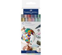 Faber-Castell Creative Studio Metallics Marker, Multicoloured, Cardboard Wallet of 12, for Art, Craft, Drawing, Sketching, Home, School, University, Colouring