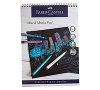 Faber-Castell Creative Studio Mixed Media Pad, A3, Spiral Bound Paper (Black), 250 GSM, 30 Sheets, All Media, Acrylic, Watercolour Paint, Pencils, Pastel, Charcoal, Graphite, Art, Craft, Home, School