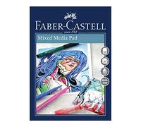 Faber-Castell Creative Studio Mixed Media Pad, A4, Spiral Bound Paper, 250 GSM, 30 Sheets, For All Media, Acrylic, Watercolour Paint And Pencils, Pastel, Charcoal, Graphite, Art, Craft, Home, School