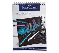 Faber-Castell Creative Studio Mixed Media Pad, A4, Spiral Bound Paper (Black), 250 GSM, 30 Sheets, All Media, Acrylic, Watercolour Paint, Pencils, Pastel, Charcoal, Graphite, Art, Craft, Home, School