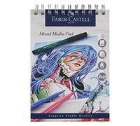 Faber-Castell Creative Studio Mixed Media Pad, A5, Spiral Bound Paper, 250 GSM, 30 Sheets, for All Media, Acrylic, Watercolour Paint and Pencils, Pastel, Charcoal, Graphite, Art, Craft, Home, School