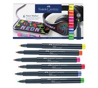 Faber-Castell Creative Studio Neon Marker, Multicoloured, Cardboard Wallet Of 6, For Art, Craft, Drawing, Sketching, Home, School, University, Colouring