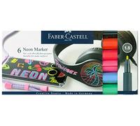 Faber-Castell Creative Studio Neon Marker, Multicoloured, Cardboard Wallet Of 6, For Art, Craft, Drawing, Sketching, Home, School, University, Colouring