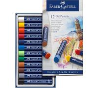 Faber-Castell Creative Studio Oil Pastels, Multicoloured, Cardboard Wallet of 12, for Art, Craft, Drawing, Sketching, Home, School, University, Colouring