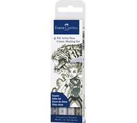 Faber-Castell Creative Studio Pitt Artist Pen Brush India Ink Pen, Comic Shading set, Pack of 4, for Art, Craft, Drawing, Sketching, Home, School, University, Colouring