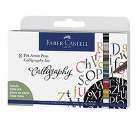 Faber-Castell Creative Studio Pitt Artist Pen Calligraphy India Ink Pen, Set of 8, Art, Craft, Drawing, Sketching, Home, School, University, Colouring