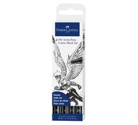 Faber-Castell Creative Studio Pitt Artist Pen India Ink Pen, Black, Pack of 4, For Art, Craft, Drawing, Sketching, Home, School, University, Colouring