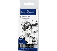 Faber-Castell Creative Studio Pitt Artist Pen India Ink Pen, Mangaka, Wallet Of 6, For Art, Craft, Drawing, Sketching, Home, School, University, Colouring