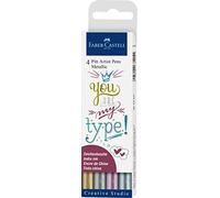 Faber-Castell Creative Studio Pitt Artist Pen Metallic 1.5 India Ink Pen, Wallet Of 4, Wallet Of 4, For Art, Craft, Drawing, Sketching, Home, School, University, Colouring