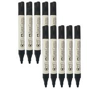 Faber-Castell Dry Erase Whiteboard Marker Pens, BLACK, Bullet Tip (2.5mm), Pack of 10, Dry Wipe Broad Markers, Perfect for School Office Business Hospital Everyday Use