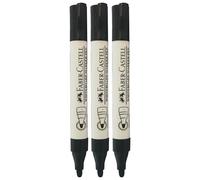 Faber-Castell Dry Erase Whiteboard Marker Pens, BLACK, Bullet Tip (2.5mm), Pack of 3, Dry Wipe Broad Markers, Perfect for School Office Business Hospital Everyday Use
