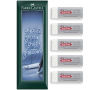 Faber-Castell Dust Free Eraser - Clean and Soft Erasing - Smudge-Free, Dust-Reducing, Safe Non-Toxic Erasers for Students, Artists, Office Use - in Envelope Packaging (Pack of 5)