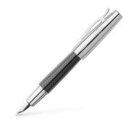 Faber-Castell E-motion 148242 Fountain Pen Precious Resin with Parquet Pattern EF Nib Including Gift Packaging Black/Silver Shaft