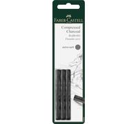 Faber-Castell Pack of 3 Compressed PITT Charcoal Sticks Black, Extra Soft