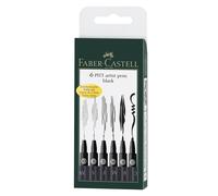 Faber-Castell PITT Artist Pens Pigmented Drawing Ink & Various Nibs Pack Of 6