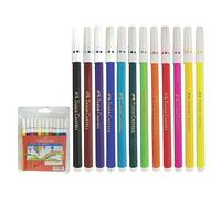 Faber-Castell Felt Tip Colouring Sketch Pens, MULTICOLOUR, Fibre Point, Wallet of 12, Ideal for Colour Draw Sketch Lines, Perfect for School Office Home Use
