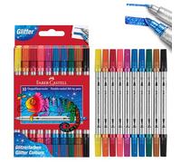 Faber-Castell 151107 Felt Tip Pen Set Glitter, 10 Double Fibre Tip Pens for Children and Adults